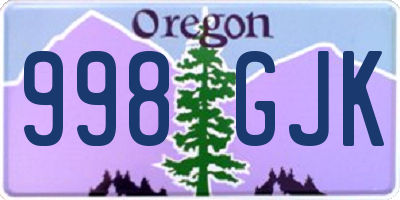 OR license plate 998GJK