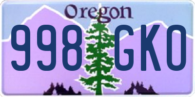 OR license plate 998GKO