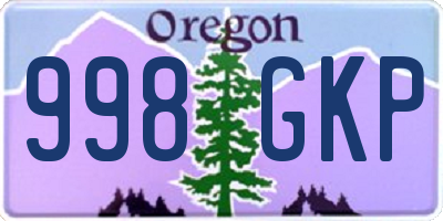 OR license plate 998GKP