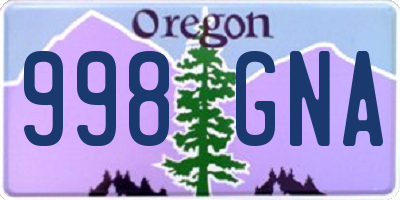 OR license plate 998GNA