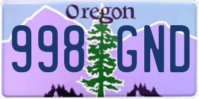OR license plate 998GND