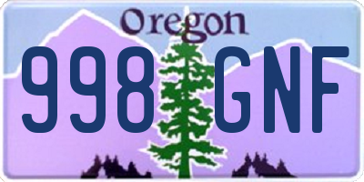 OR license plate 998GNF