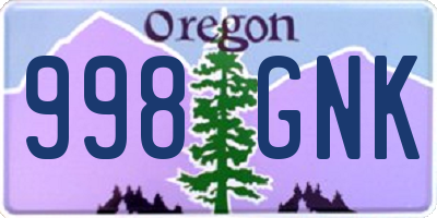 OR license plate 998GNK