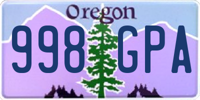 OR license plate 998GPA
