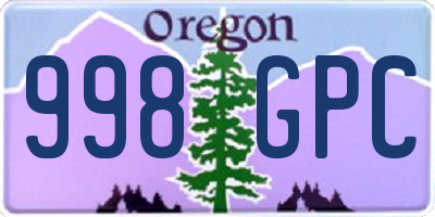 OR license plate 998GPC