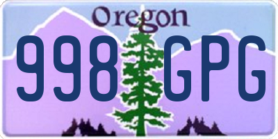 OR license plate 998GPG