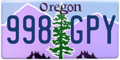 OR license plate 998GPY