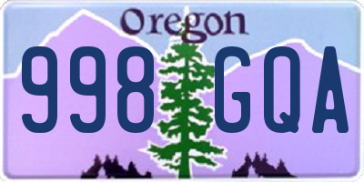 OR license plate 998GQA