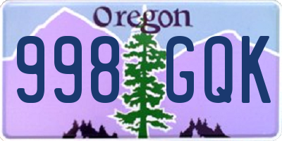 OR license plate 998GQK