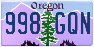 OR license plate 998GQN