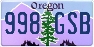 OR license plate 998GSB