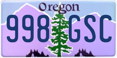 OR license plate 998GSC