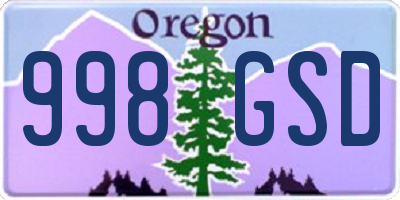 OR license plate 998GSD