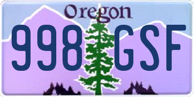OR license plate 998GSF