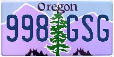 OR license plate 998GSG