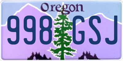 OR license plate 998GSJ