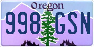 OR license plate 998GSN