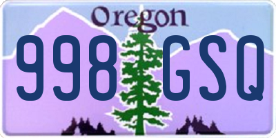 OR license plate 998GSQ