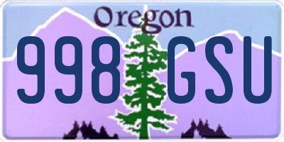 OR license plate 998GSU