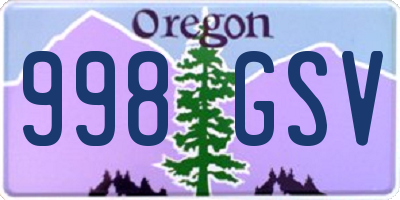 OR license plate 998GSV