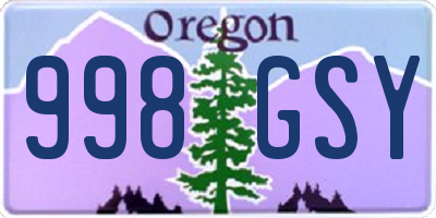 OR license plate 998GSY