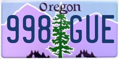 OR license plate 998GUE