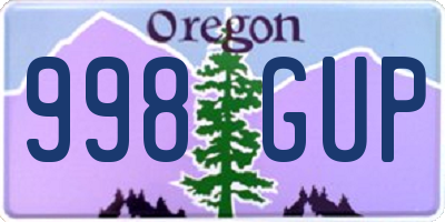 OR license plate 998GUP