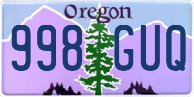 OR license plate 998GUQ