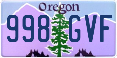 OR license plate 998GVF