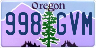 OR license plate 998GVM