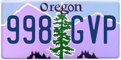 OR license plate 998GVP
