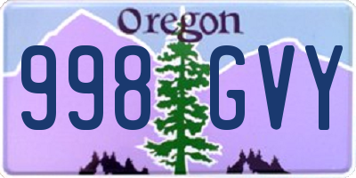 OR license plate 998GVY