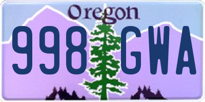 OR license plate 998GWA