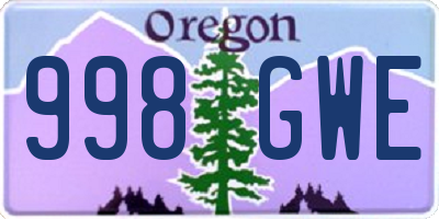 OR license plate 998GWE