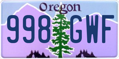 OR license plate 998GWF