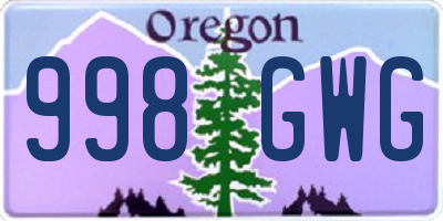 OR license plate 998GWG