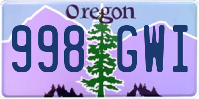 OR license plate 998GWI