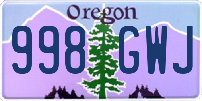 OR license plate 998GWJ