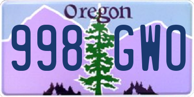 OR license plate 998GWO