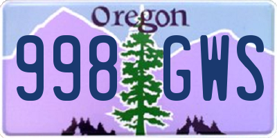 OR license plate 998GWS
