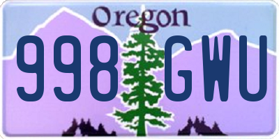 OR license plate 998GWU