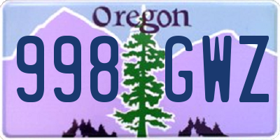 OR license plate 998GWZ