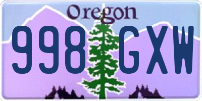 OR license plate 998GXW
