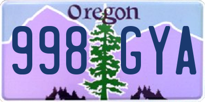 OR license plate 998GYA