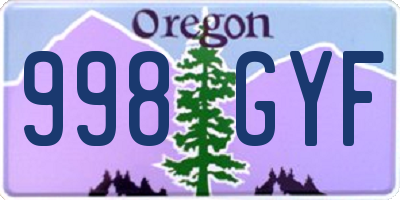 OR license plate 998GYF