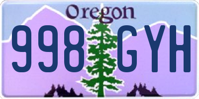 OR license plate 998GYH