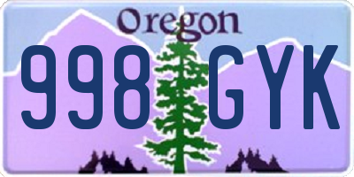 OR license plate 998GYK
