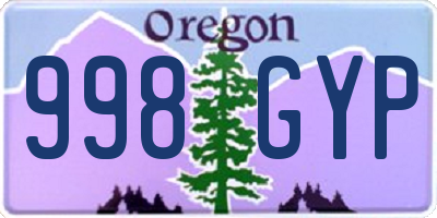 OR license plate 998GYP