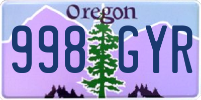 OR license plate 998GYR
