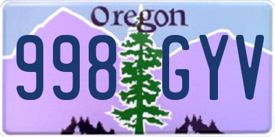 OR license plate 998GYV